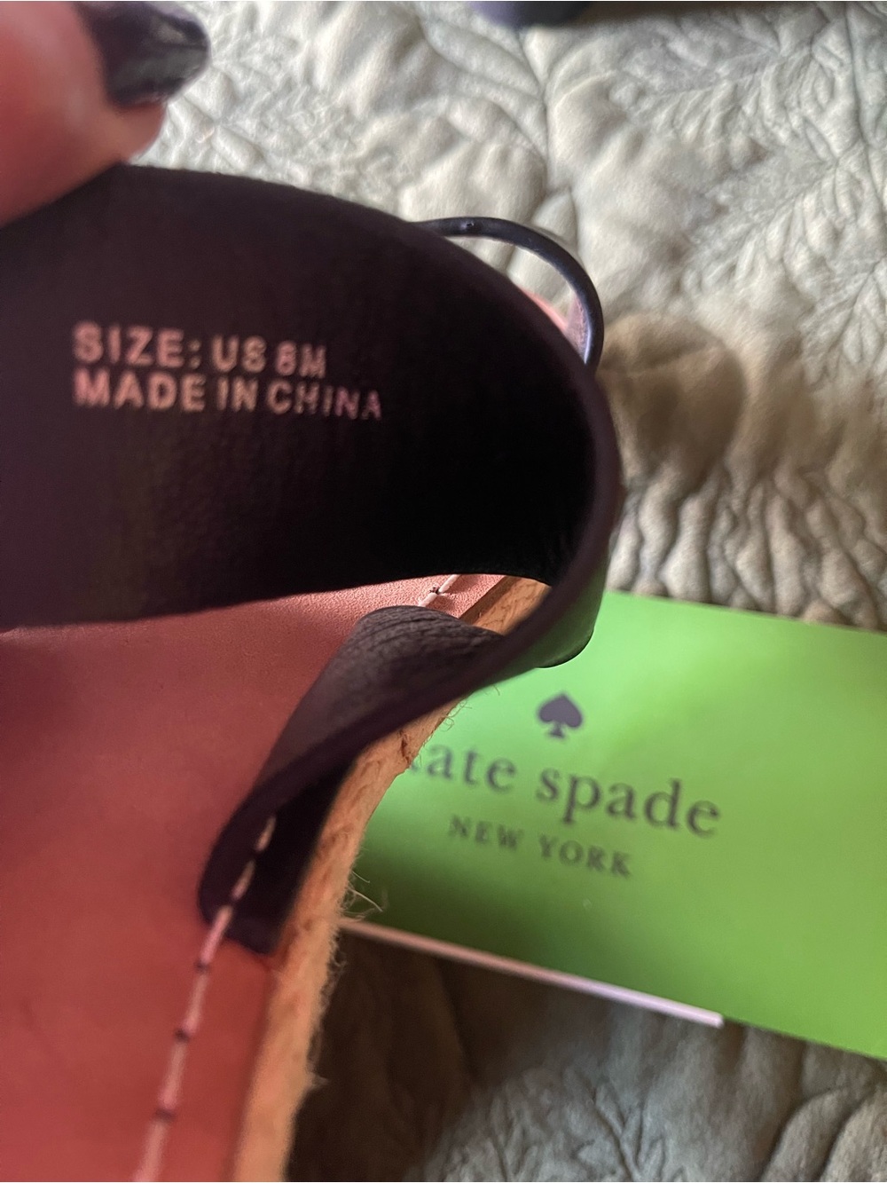 NWOT Kate Spade Size 8 Idreena Black Double-Strap Slide Sandals - Picture 3 of 15